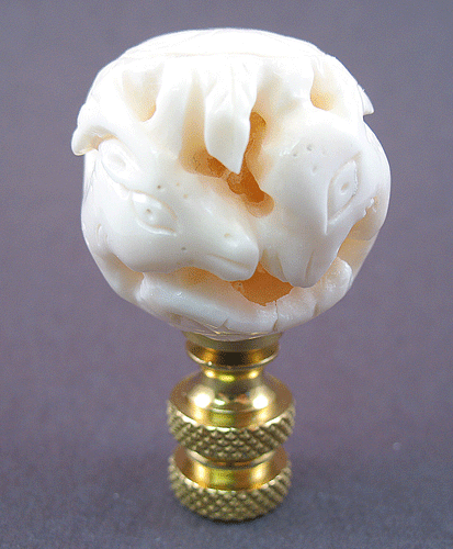 Finial:  Animal Ball. Carved Bone 2 1/8" overall