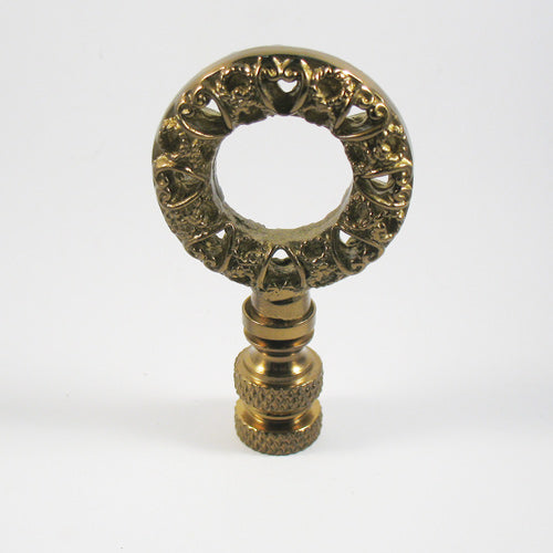 Lamp Finial Fancy Antiqued Brass Wreath