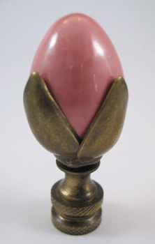 Finial:  Ceramic and Metal Flower Bud. 2" overall