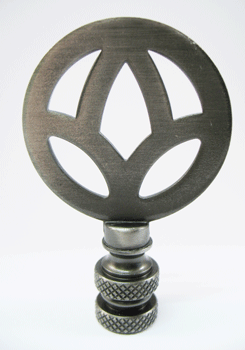 Finial:  Asian Pewter Round Peace Sign 2 1/2" overall