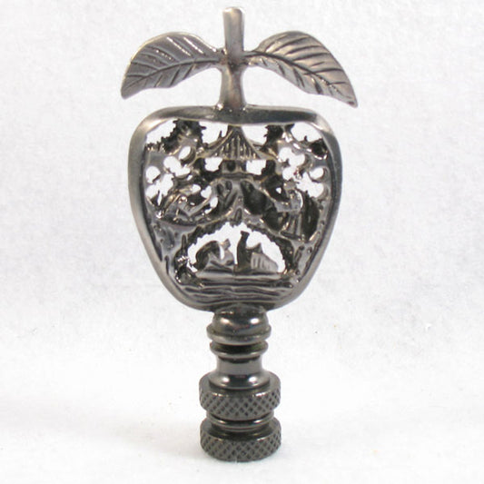 Lamp Finial:  Pewter Asian Design Apple