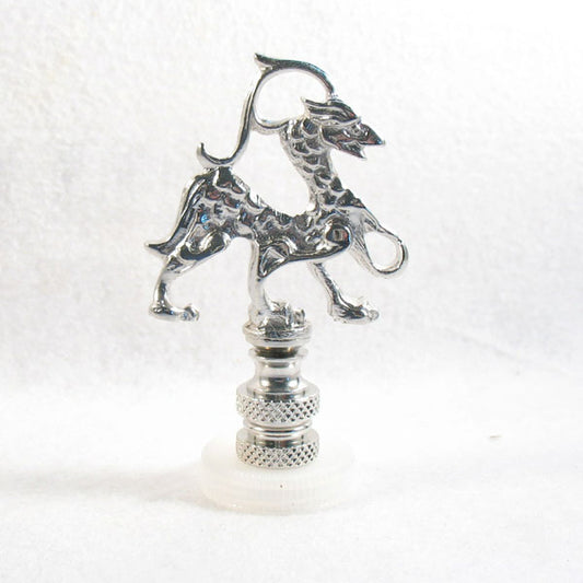 Lamp Finial:  Chrome Dragon / Griffon